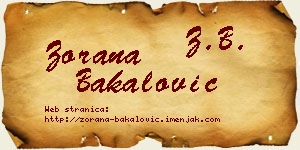 Zorana Bakalović vizit kartica